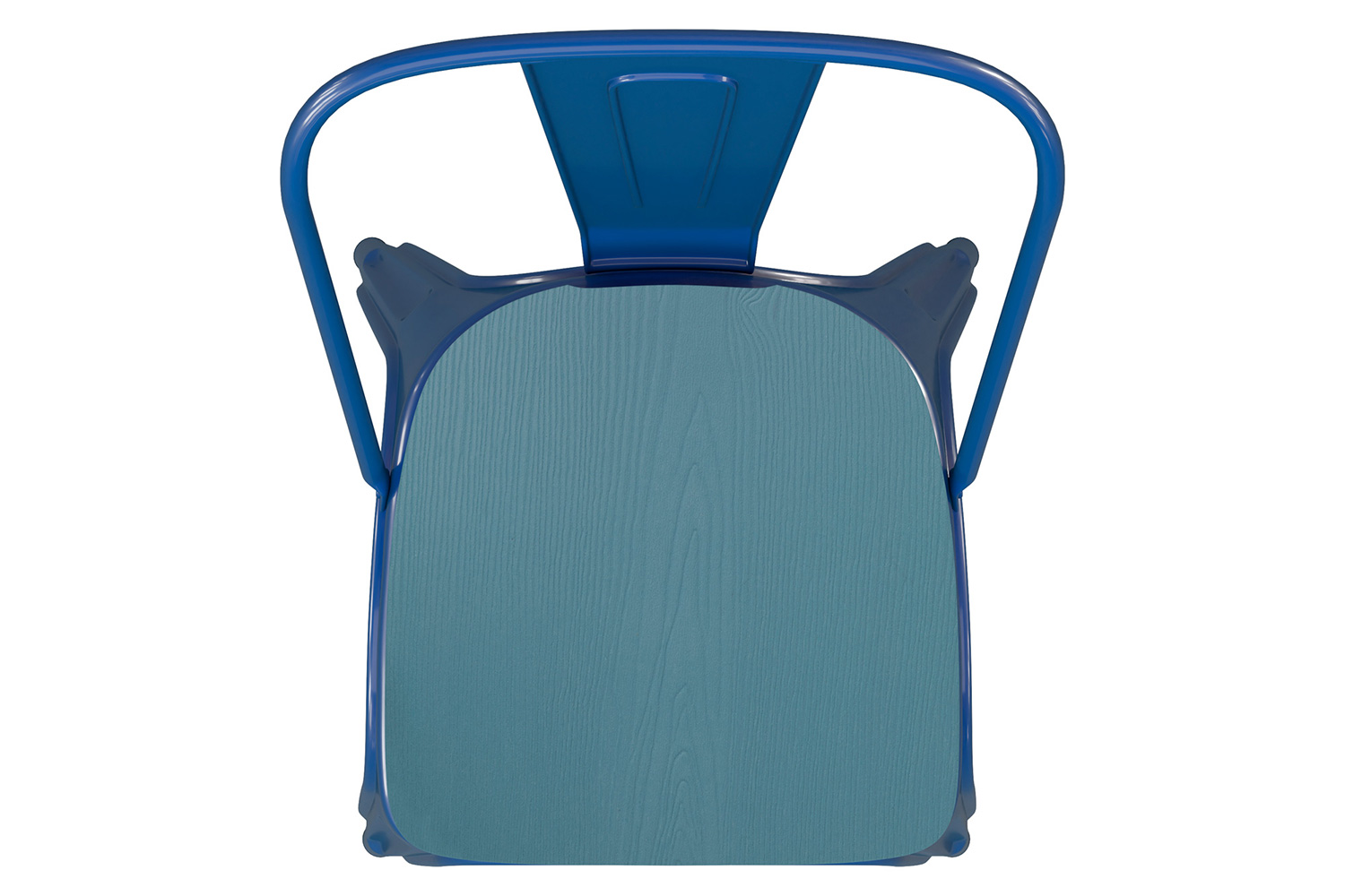 BLNK Perry Commercial Metal Indoor-Outdoor Stackable Chair with Poly Resin Wood Seat - Blue/Teal Blue