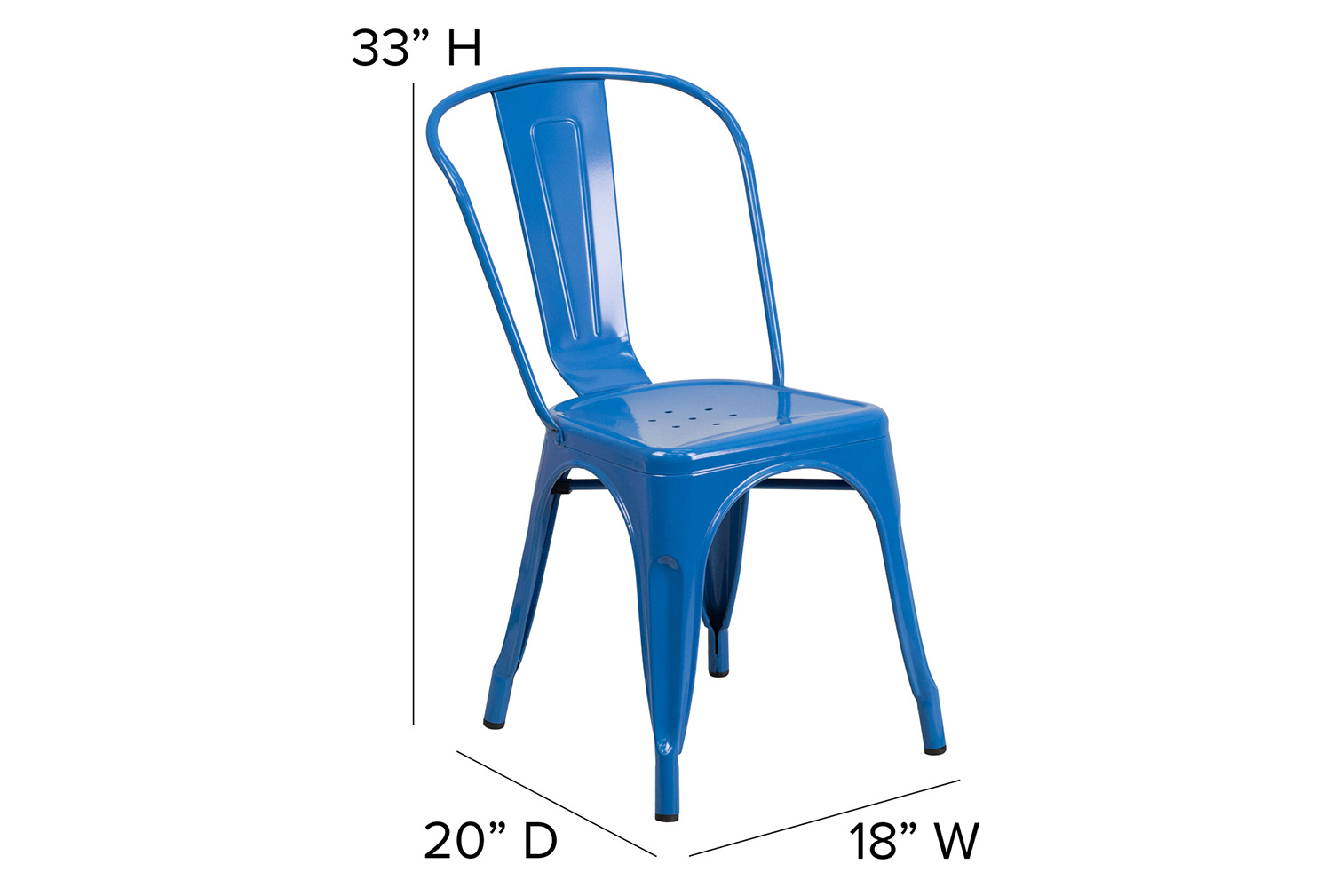 BLNK Perry Commercial Metal Indoor-Outdoor Stackable Chair with Poly Resin Wood Seat - Blue/Teal Blue