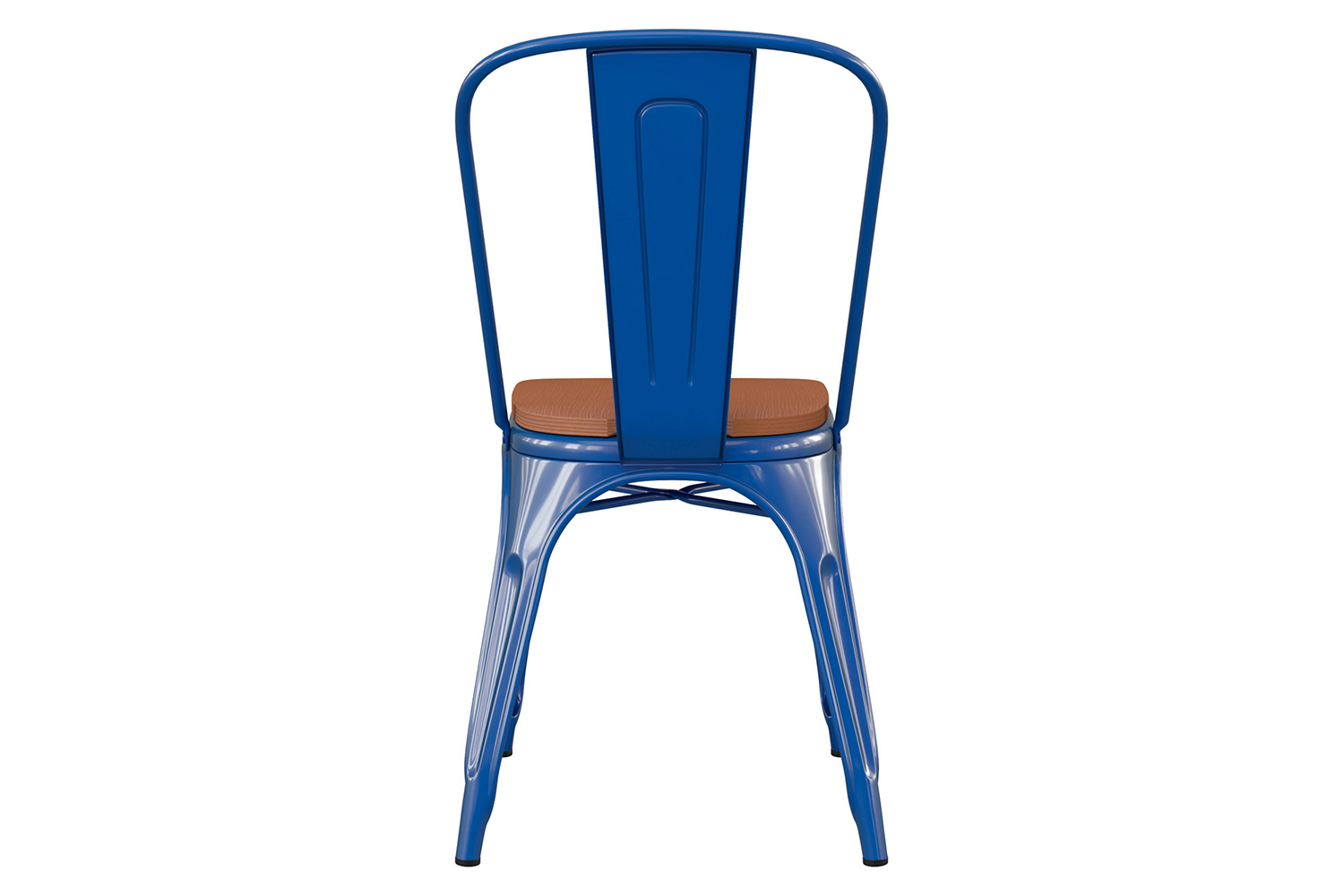 BLNK Perry Commercial Metal Indoor-Outdoor Stackable Chair with Poly Resin Wood Seat - Blue/Teak