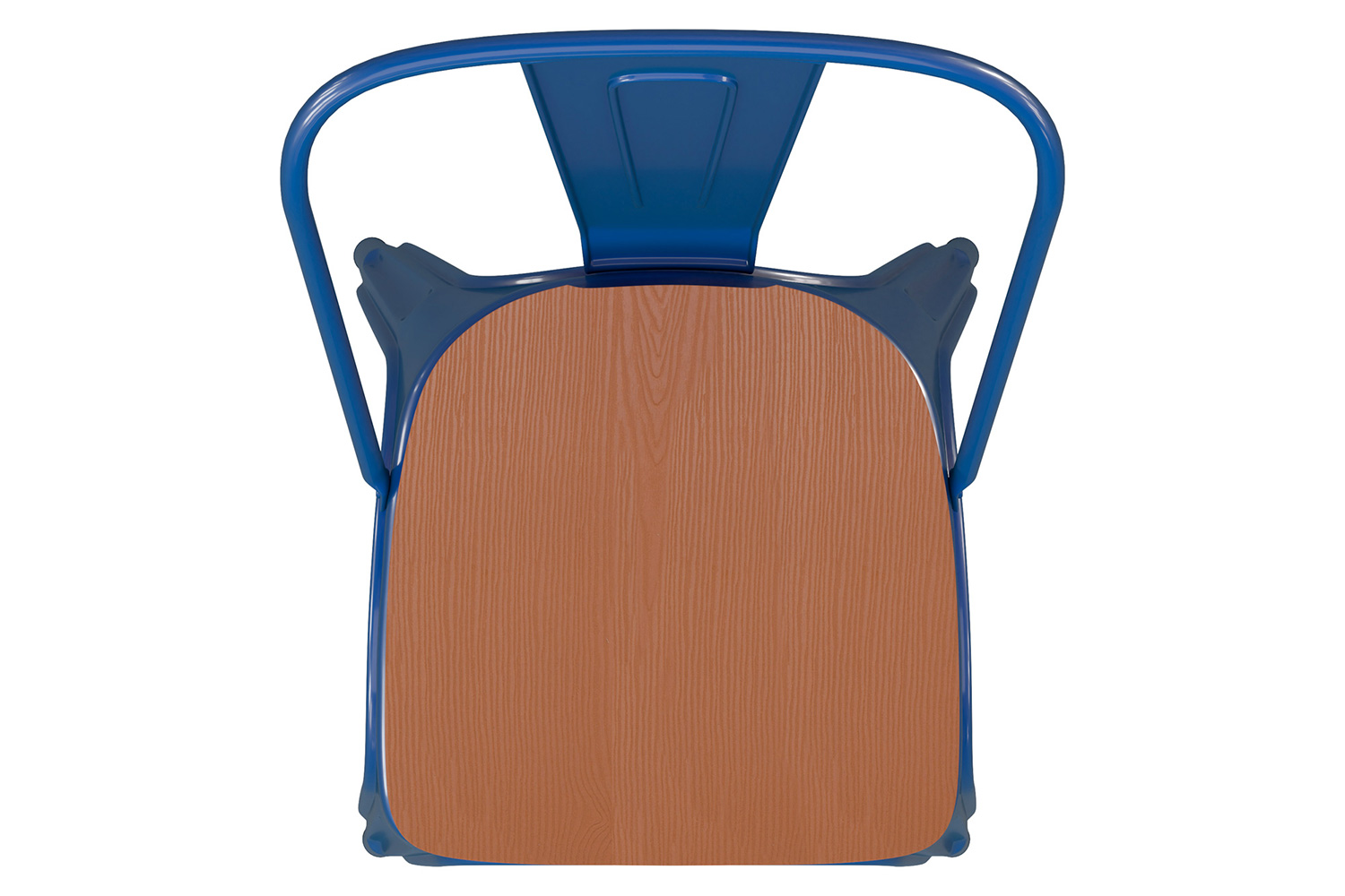 BLNK Perry Commercial Metal Indoor-Outdoor Stackable Chair with Poly Resin Wood Seat - Blue/Teak