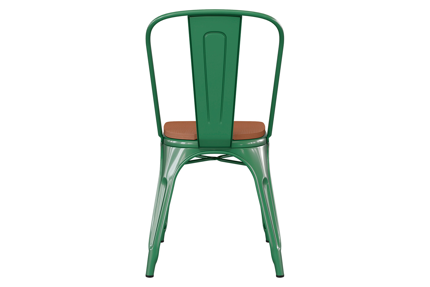 BLNK Perry Commercial Metal Indoor-Outdoor Stackable Chair with Poly Resin Wood Seat - Green/Teak