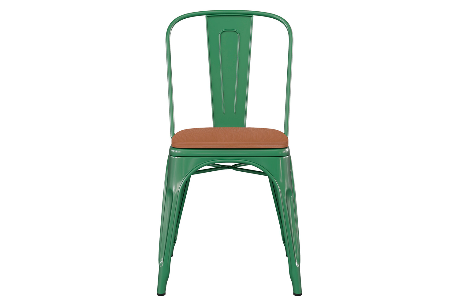 BLNK Perry Commercial Metal Indoor-Outdoor Stackable Chair with Poly Resin Wood Seat - Green/Teak