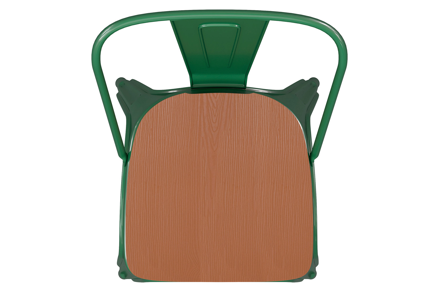 BLNK Perry Commercial Metal Indoor-Outdoor Stackable Chair with Poly Resin Wood Seat - Green/Teak