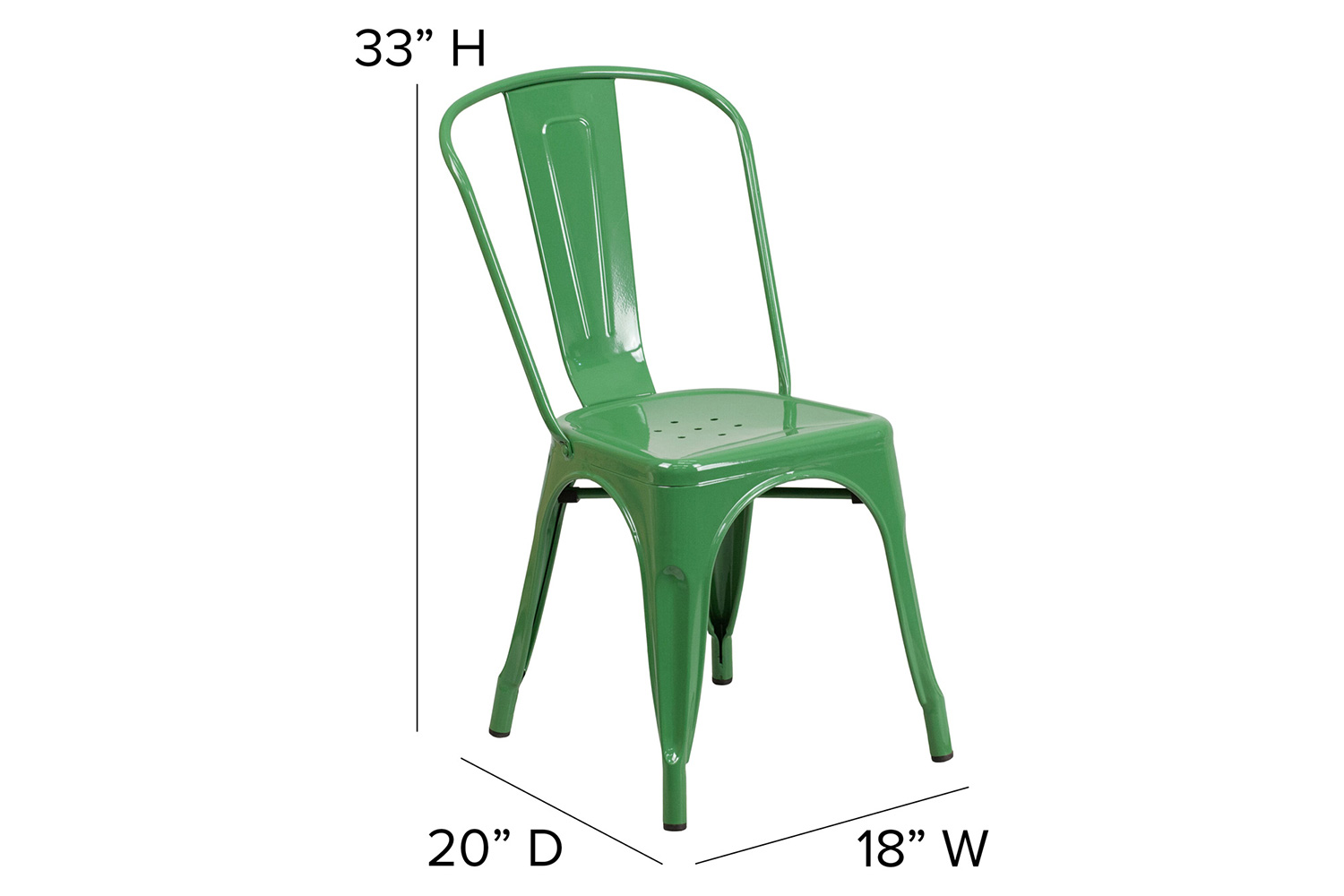 BLNK Perry Commercial Metal Indoor-Outdoor Stackable Chair with Poly Resin Wood Seat - Green/Teak