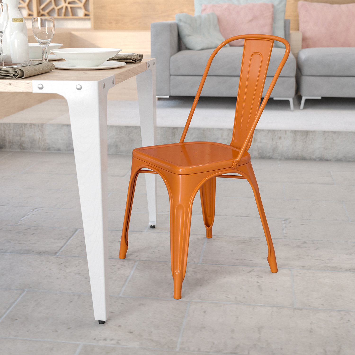 BLNK Perry Commercial Metal Indoor-Outdoor Stackable Chair