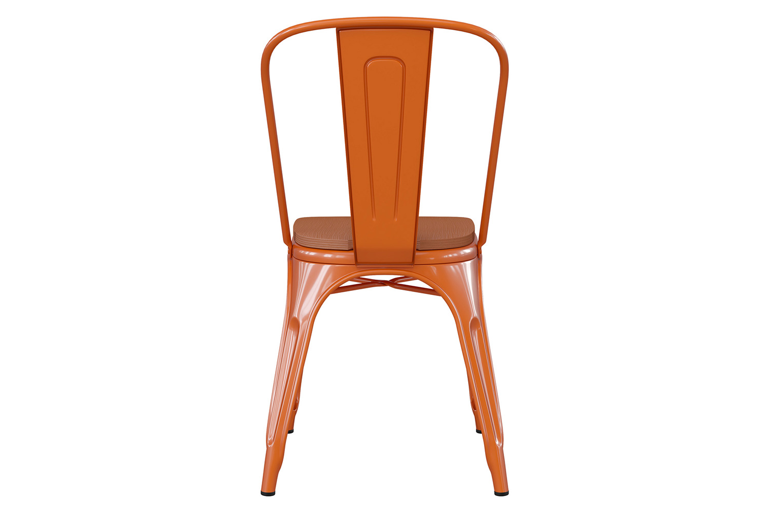 BLNK Perry Commercial Metal Indoor-Outdoor Stackable Chair with Poly Resin Wood Seat - Orange/Teak