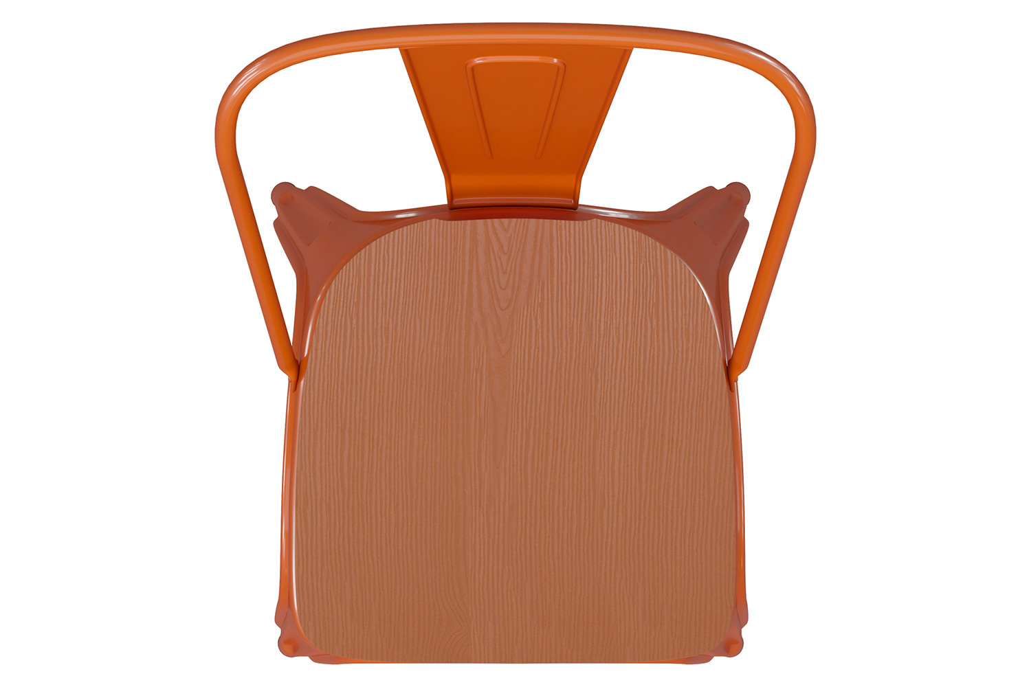 BLNK Perry Commercial Metal Indoor-Outdoor Stackable Chair with Poly Resin Wood Seat - Orange/Teak