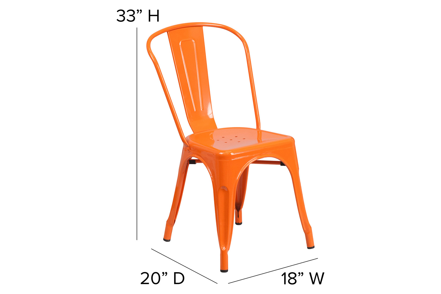 BLNK Perry Commercial Metal Indoor-Outdoor Stackable Chair with Poly Resin Wood Seat - Orange/Teak