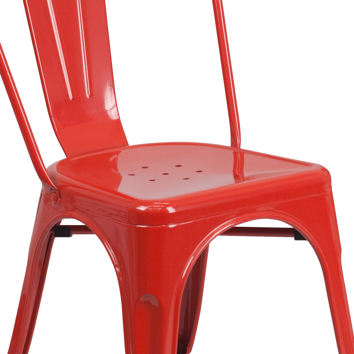 BLNK Perry Commercial Metal Indoor-Outdoor Stackable Chair - Red