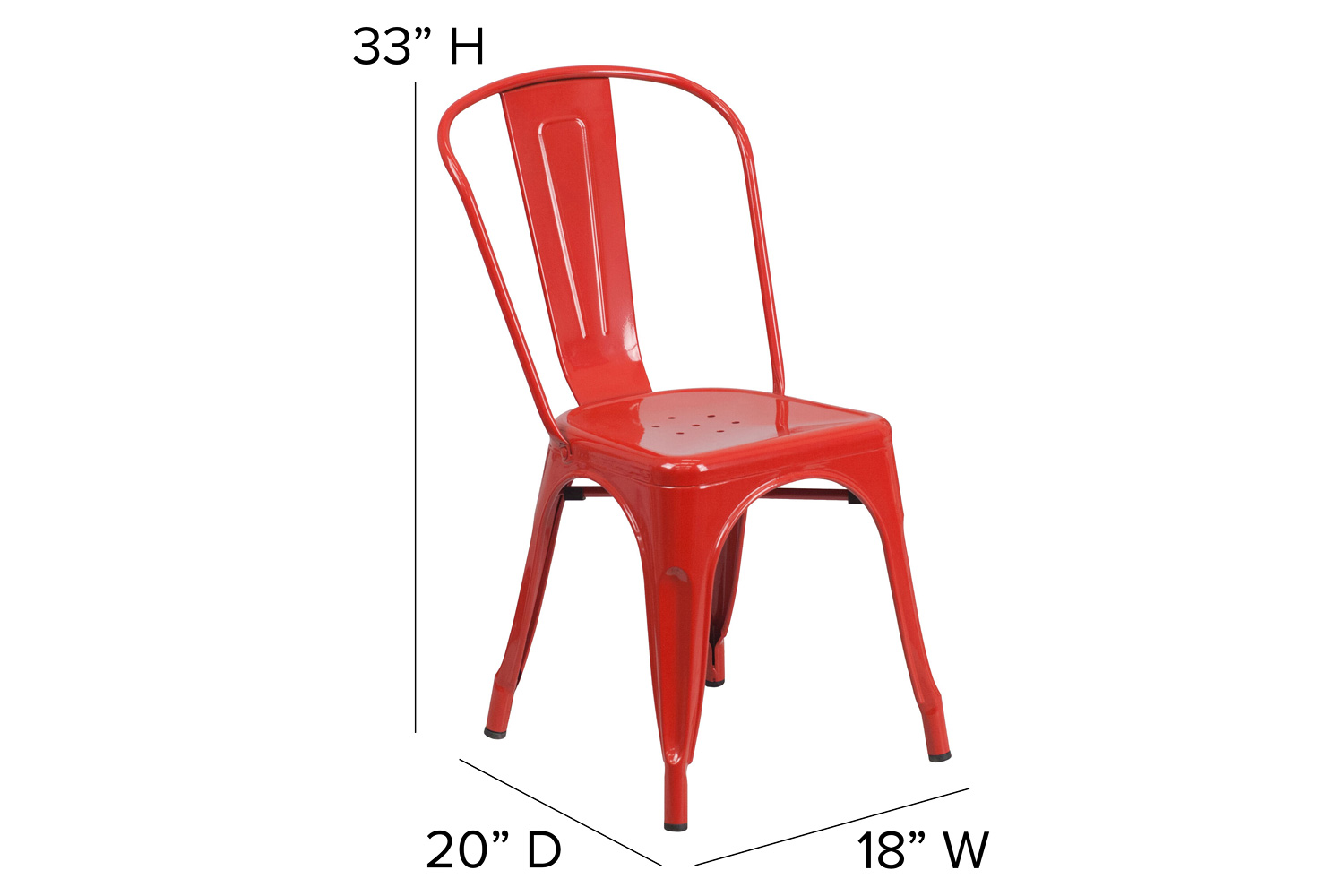 BLNK Perry Commercial Metal Indoor-Outdoor Stackable Chair - Red