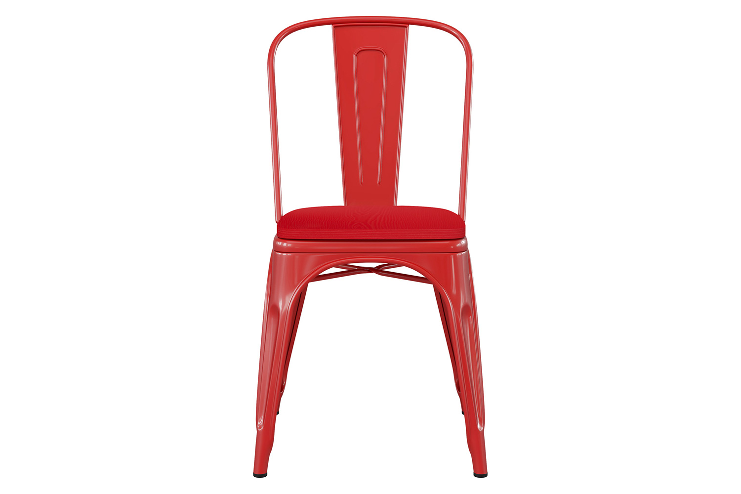 BLNK Perry Commercial Metal Indoor-Outdoor Stackable Chair with Poly Resin Wood Seat - Red