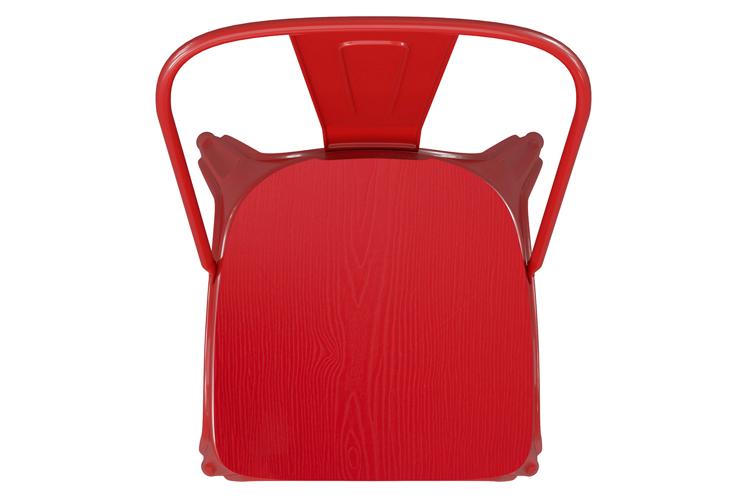 BLNK Perry Commercial Metal Indoor-Outdoor Stackable Chair with Poly Resin Wood Seat - Red