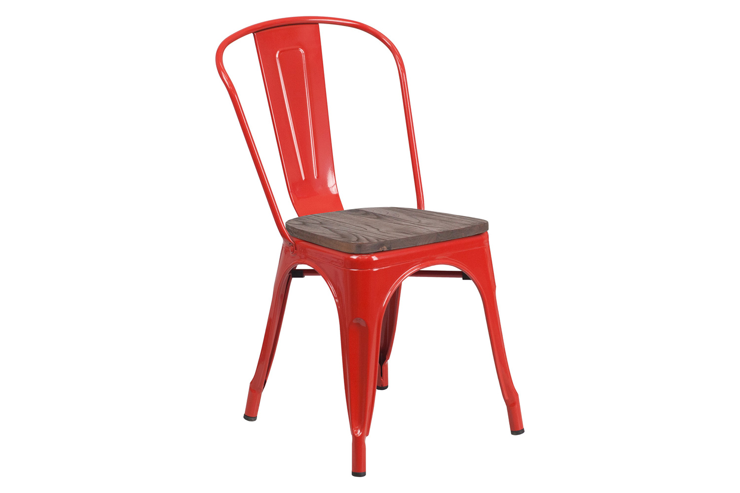 BLNK Perry Metal Stackable Chair with Wood Seat - Red