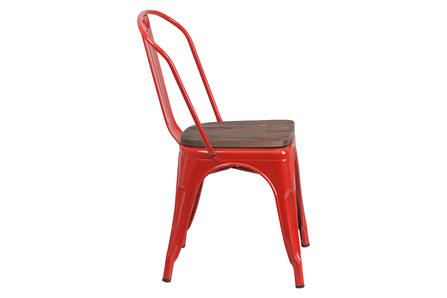 BLNK Perry Metal Stackable Chair with Wood Seat - Red