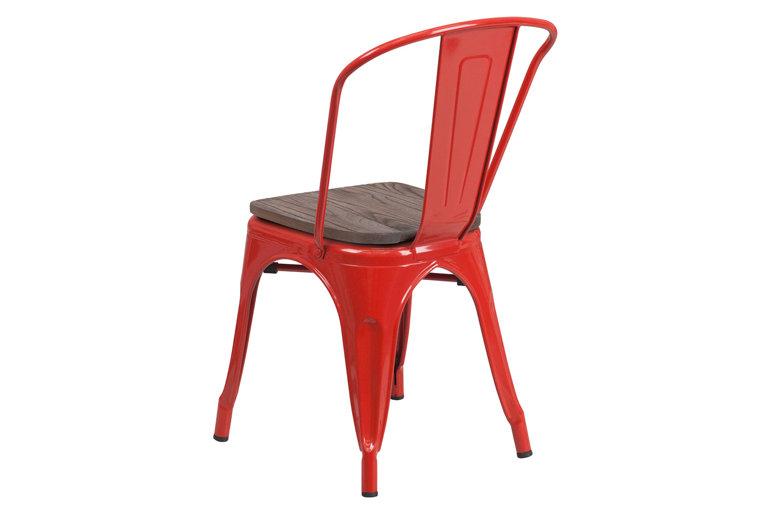 BLNK Perry Metal Stackable Chair with Wood Seat - Red