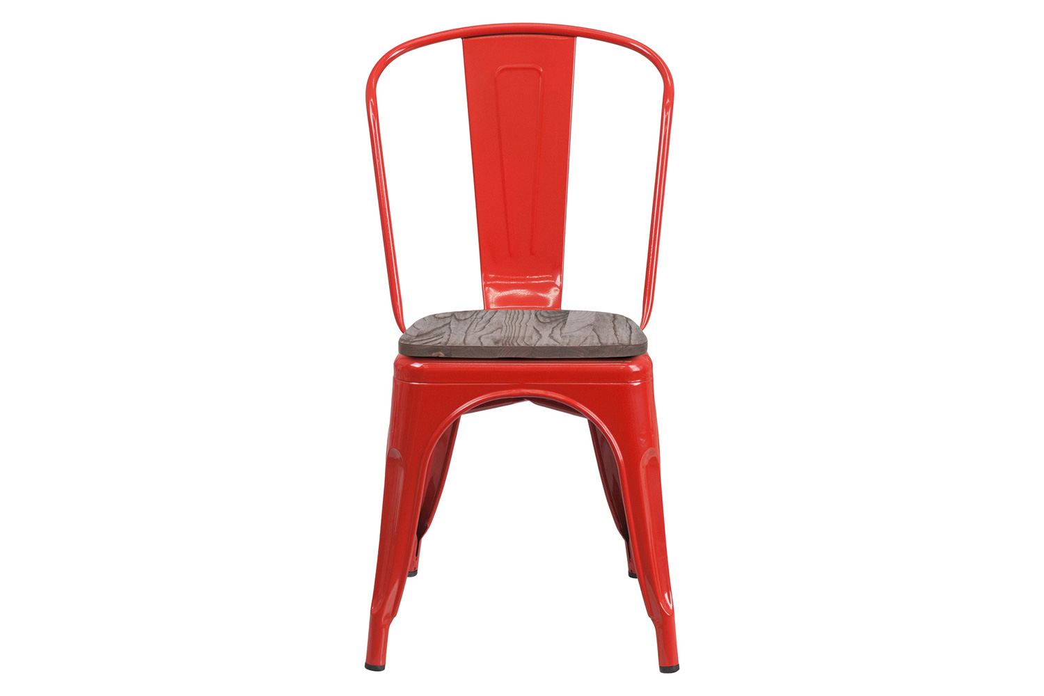 BLNK Perry Metal Stackable Chair with Wood Seat - Red