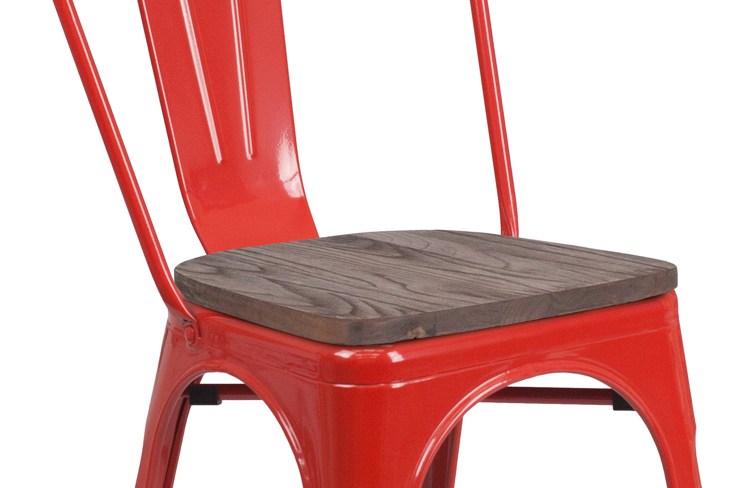 BLNK Perry Metal Stackable Chair with Wood Seat - Red