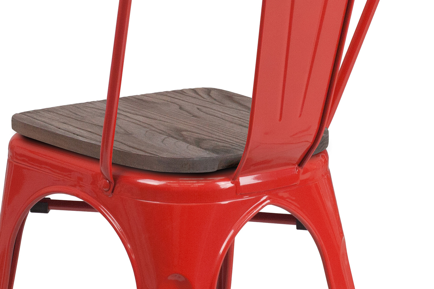 BLNK Perry Metal Stackable Chair with Wood Seat - Red