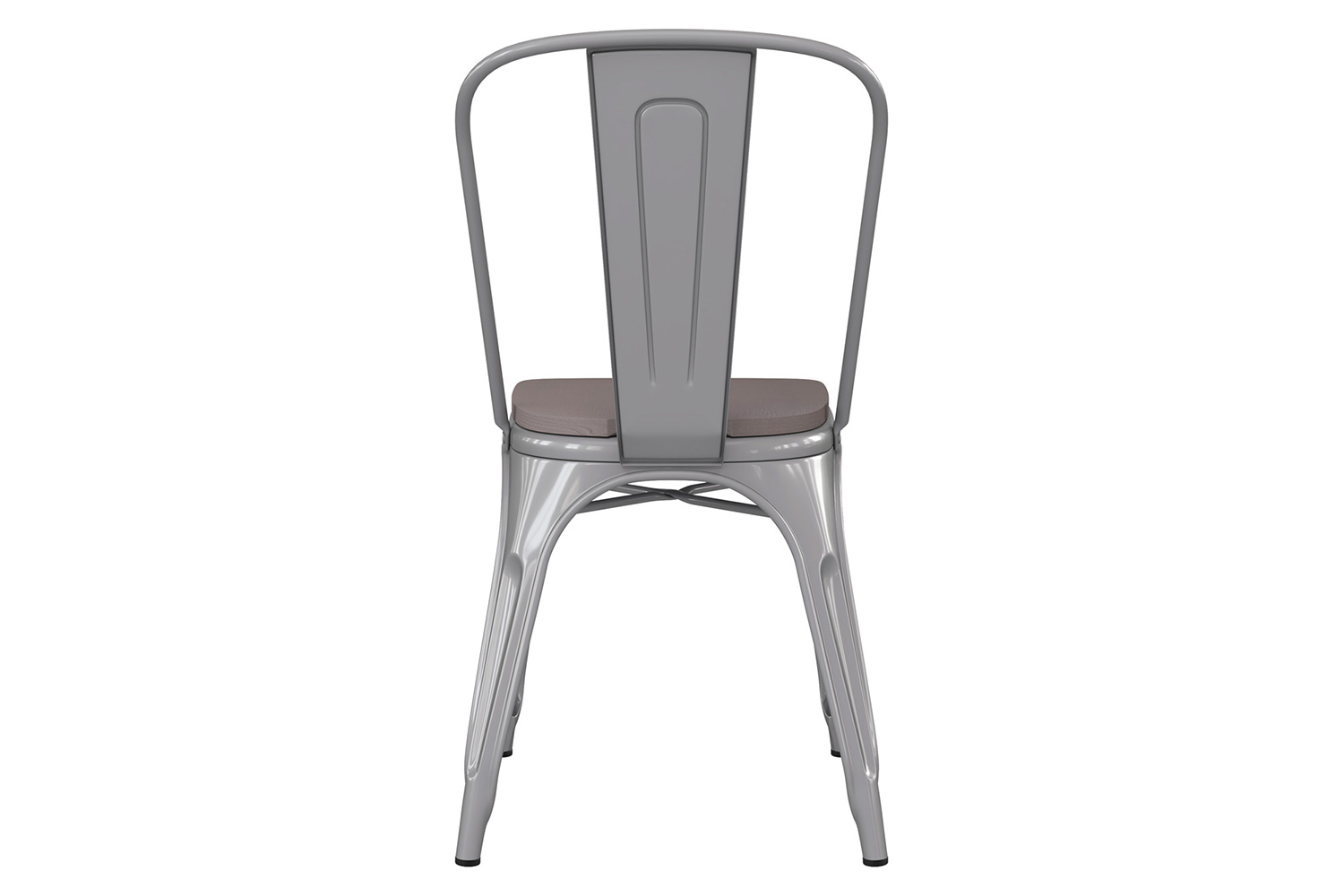 BLNK Perry Commercial Metal Indoor-Outdoor Stackable Chair with Poly Resin Wood Seat - Silver/Gray