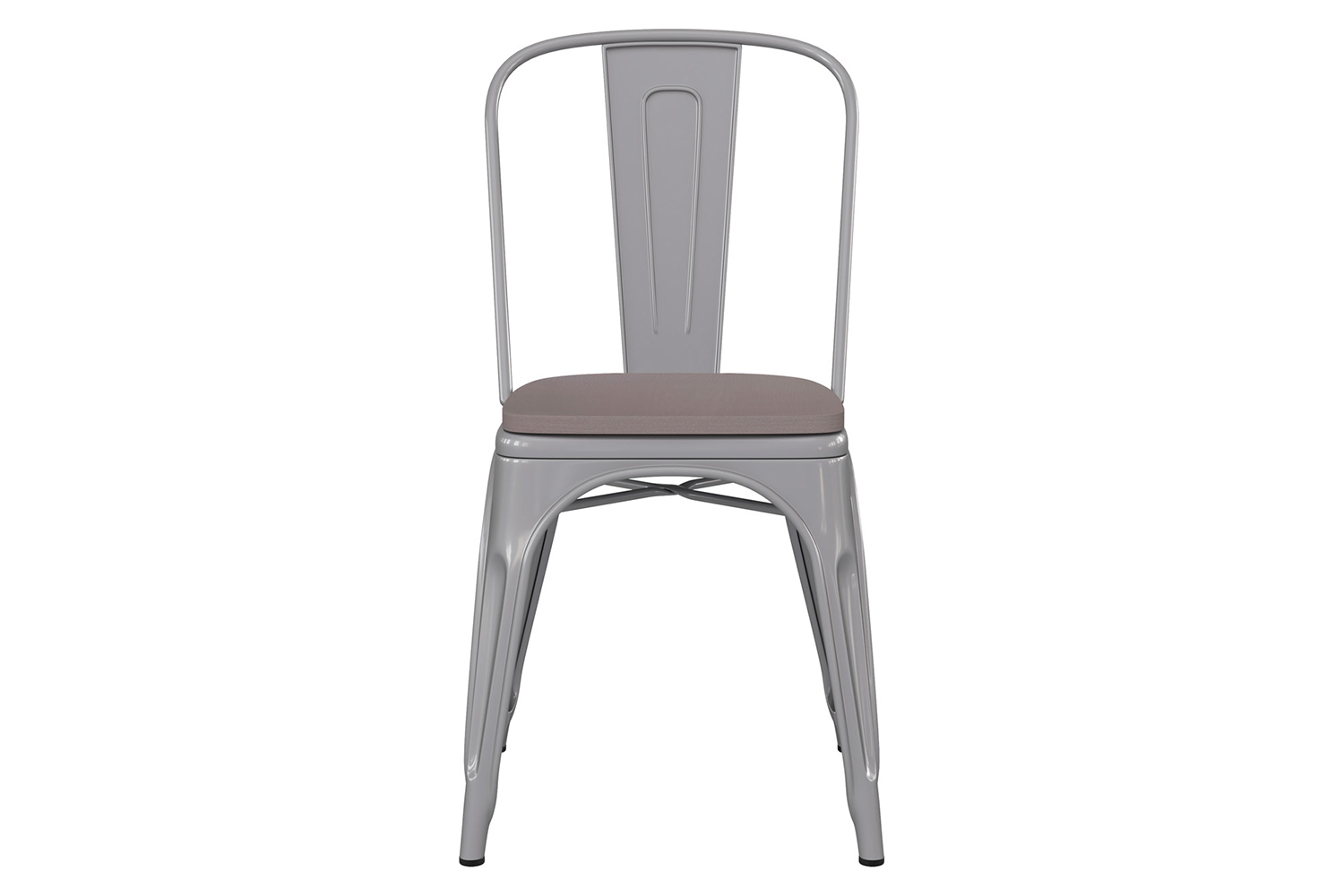 BLNK Perry Commercial Metal Indoor-Outdoor Stackable Chair with Poly Resin Wood Seat - Silver/Gray