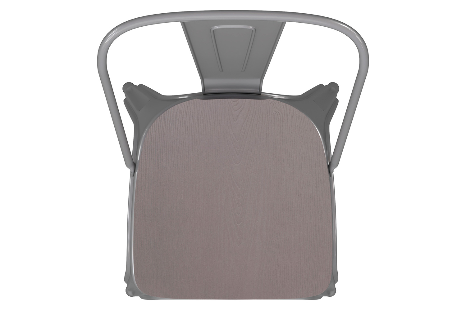 BLNK Perry Commercial Metal Indoor-Outdoor Stackable Chair with Poly Resin Wood Seat - Silver/Gray