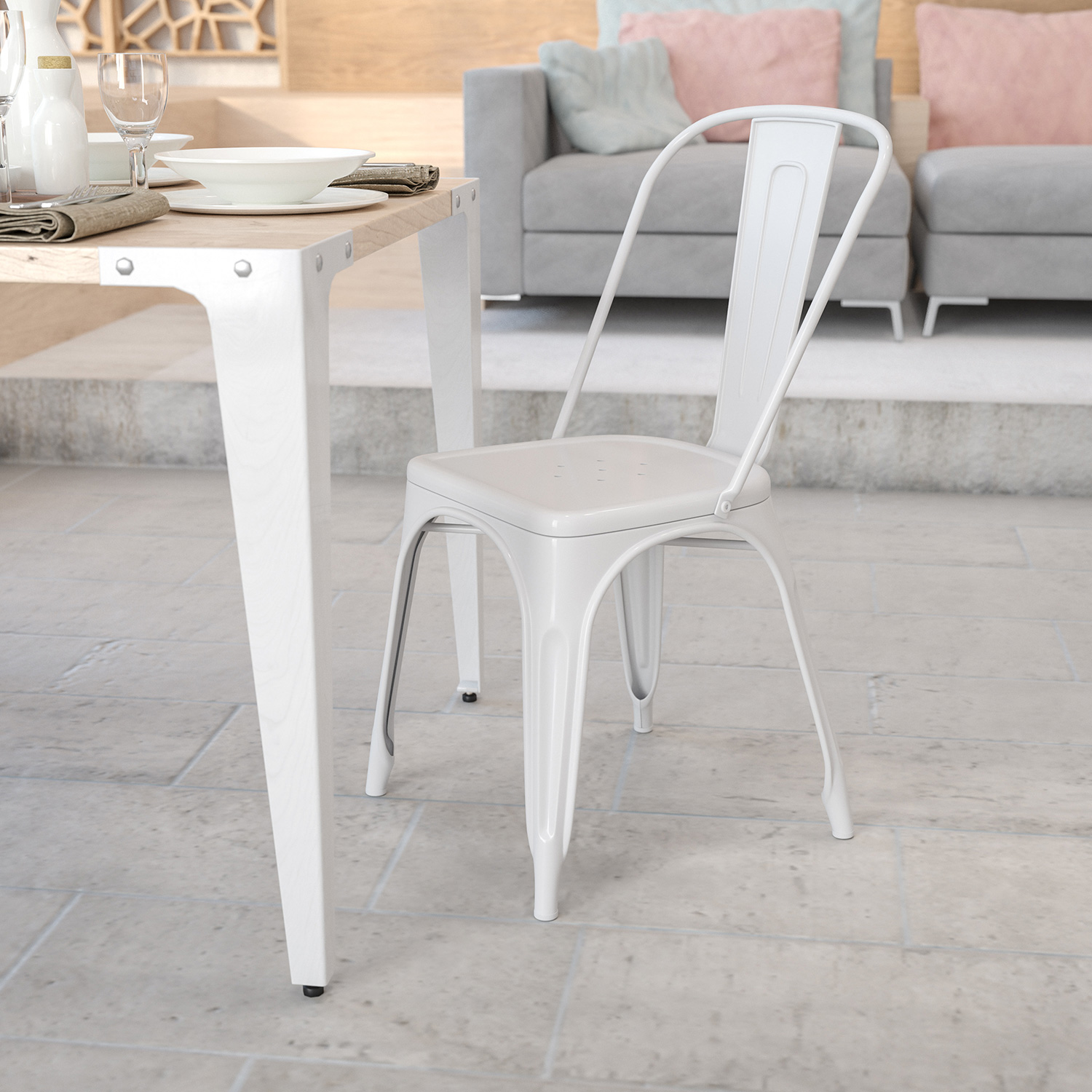 BLNK Perry Commercial Metal Indoor-Outdoor Stackable Chair