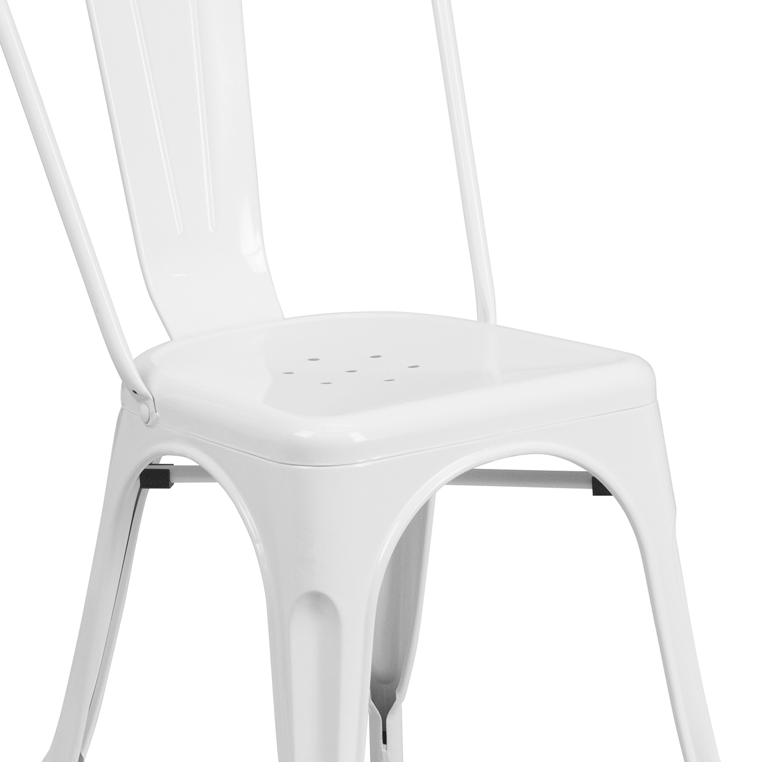 BLNK Perry Commercial Metal Indoor-Outdoor Stackable Chair - White