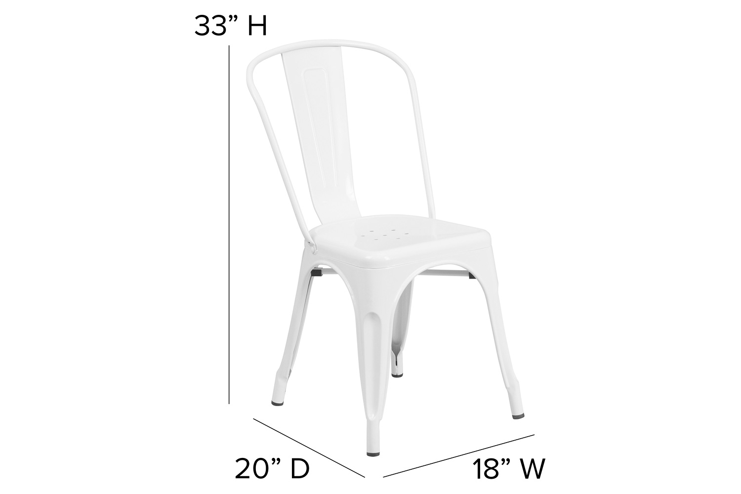 BLNK Perry Commercial Metal Indoor-Outdoor Stackable Chair - White