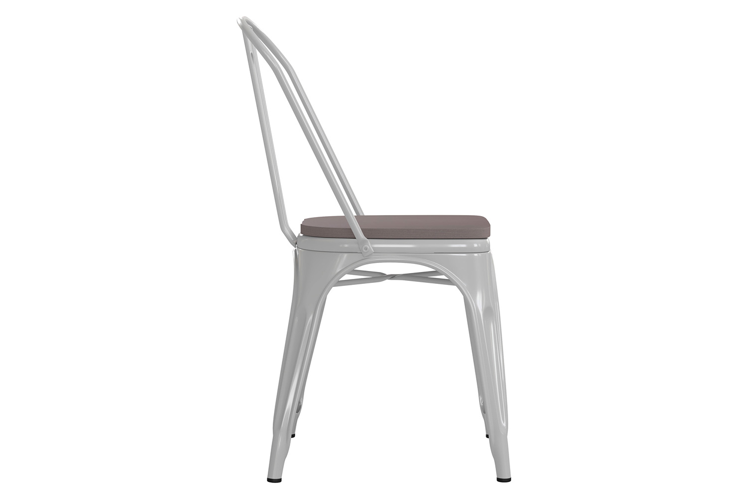 BLNK Perry Commercial Metal Indoor-Outdoor Stackable Chair with Poly Resin Wood Seat - White/Gray