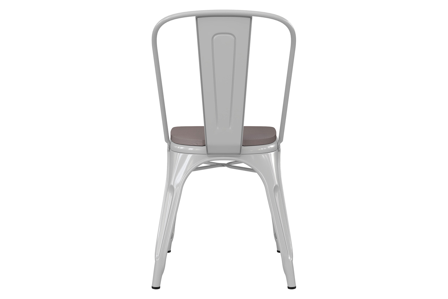 BLNK Perry Commercial Metal Indoor-Outdoor Stackable Chair with Poly Resin Wood Seat - White/Gray