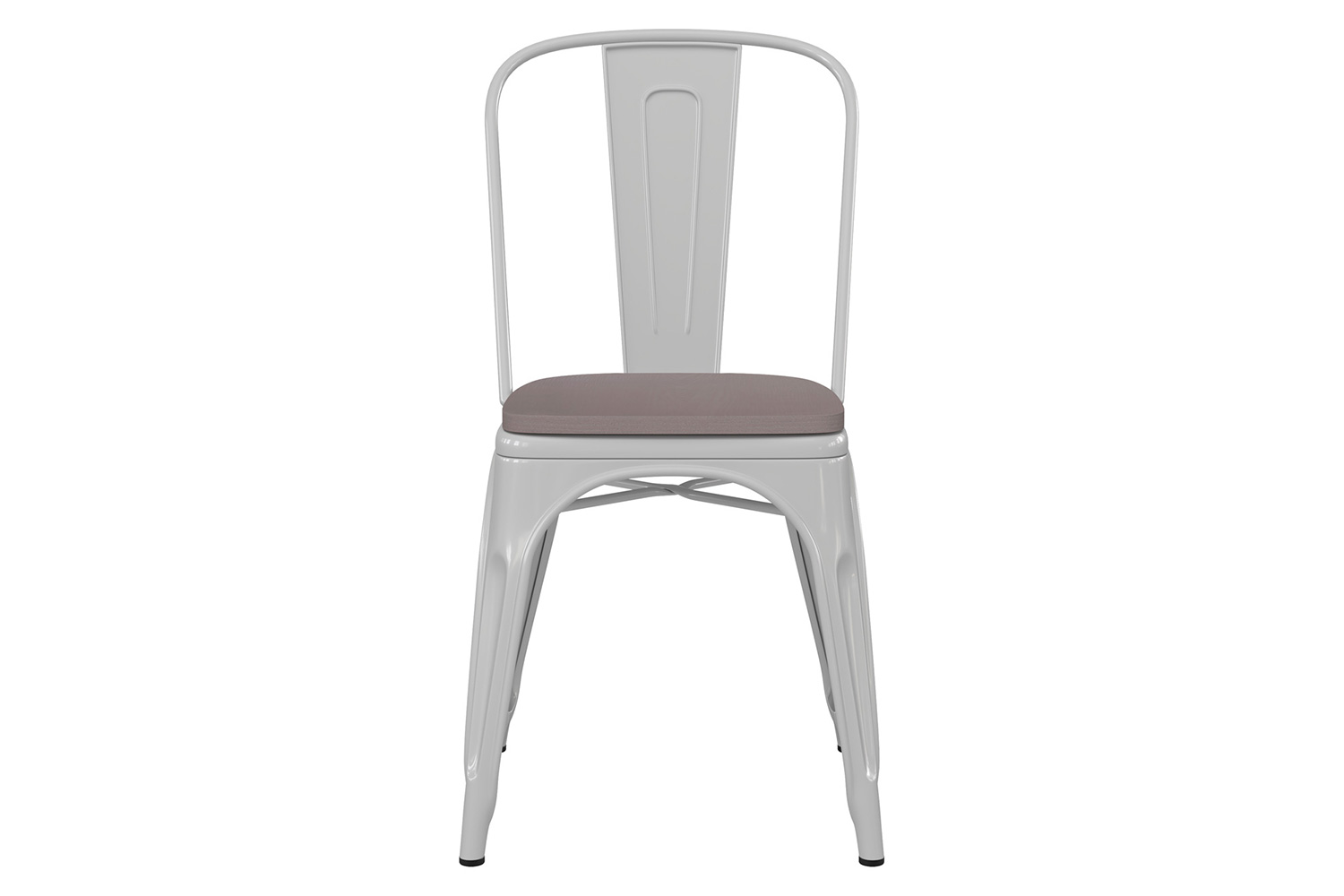 BLNK Perry Commercial Metal Indoor-Outdoor Stackable Chair with Poly Resin Wood Seat - White/Gray