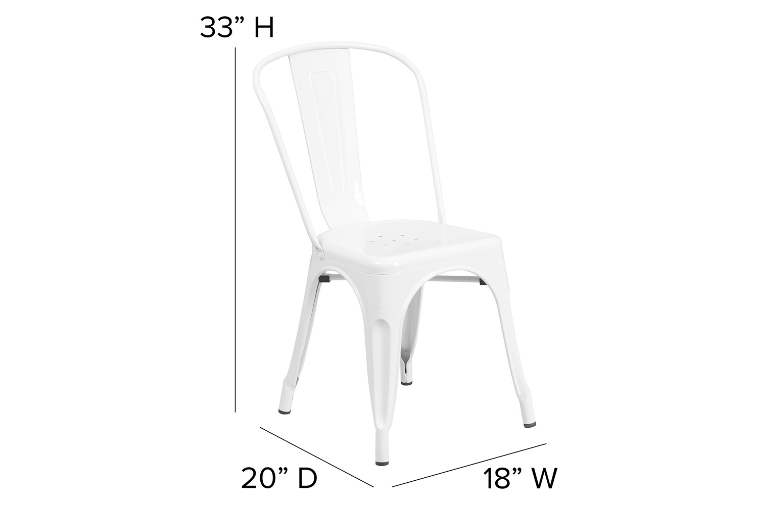 BLNK Perry Commercial Metal Indoor-Outdoor Stackable Chair with Poly Resin Wood Seat - White/Gray