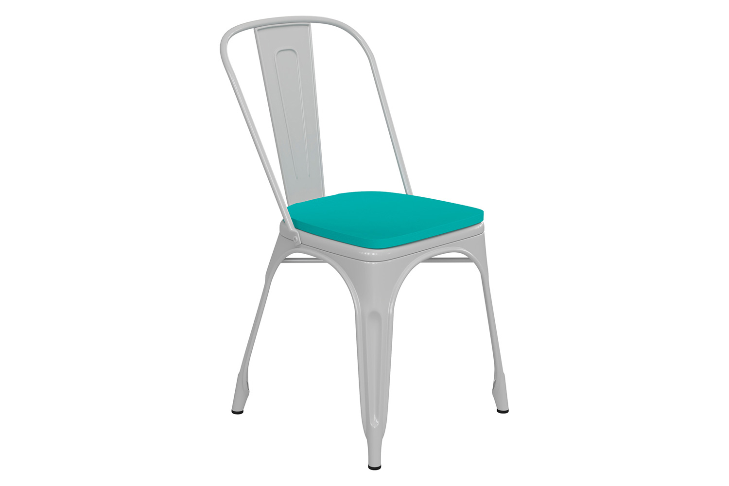 BLNK Perry Commercial Metal Indoor-Outdoor Stackable Chair with Poly Resin Wood Seat - White/Mint Green