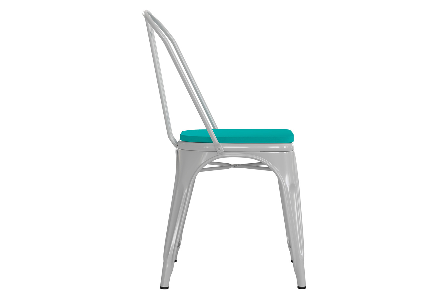 BLNK Perry Commercial Metal Indoor-Outdoor Stackable Chair with Poly Resin Wood Seat - White/Mint Green