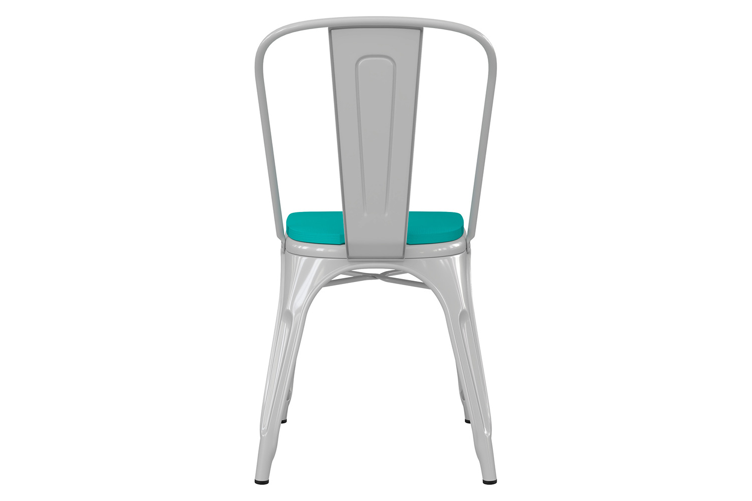 BLNK Perry Commercial Metal Indoor-Outdoor Stackable Chair with Poly Resin Wood Seat - White/Mint Green