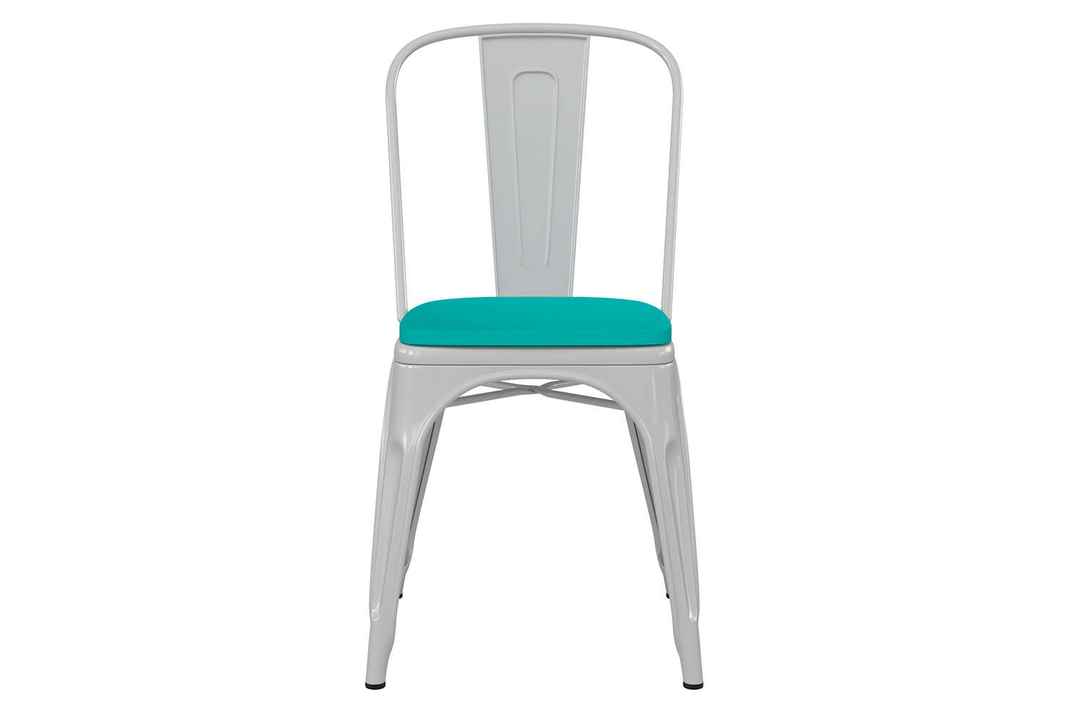 BLNK Perry Commercial Metal Indoor-Outdoor Stackable Chair with Poly Resin Wood Seat - White/Mint Green