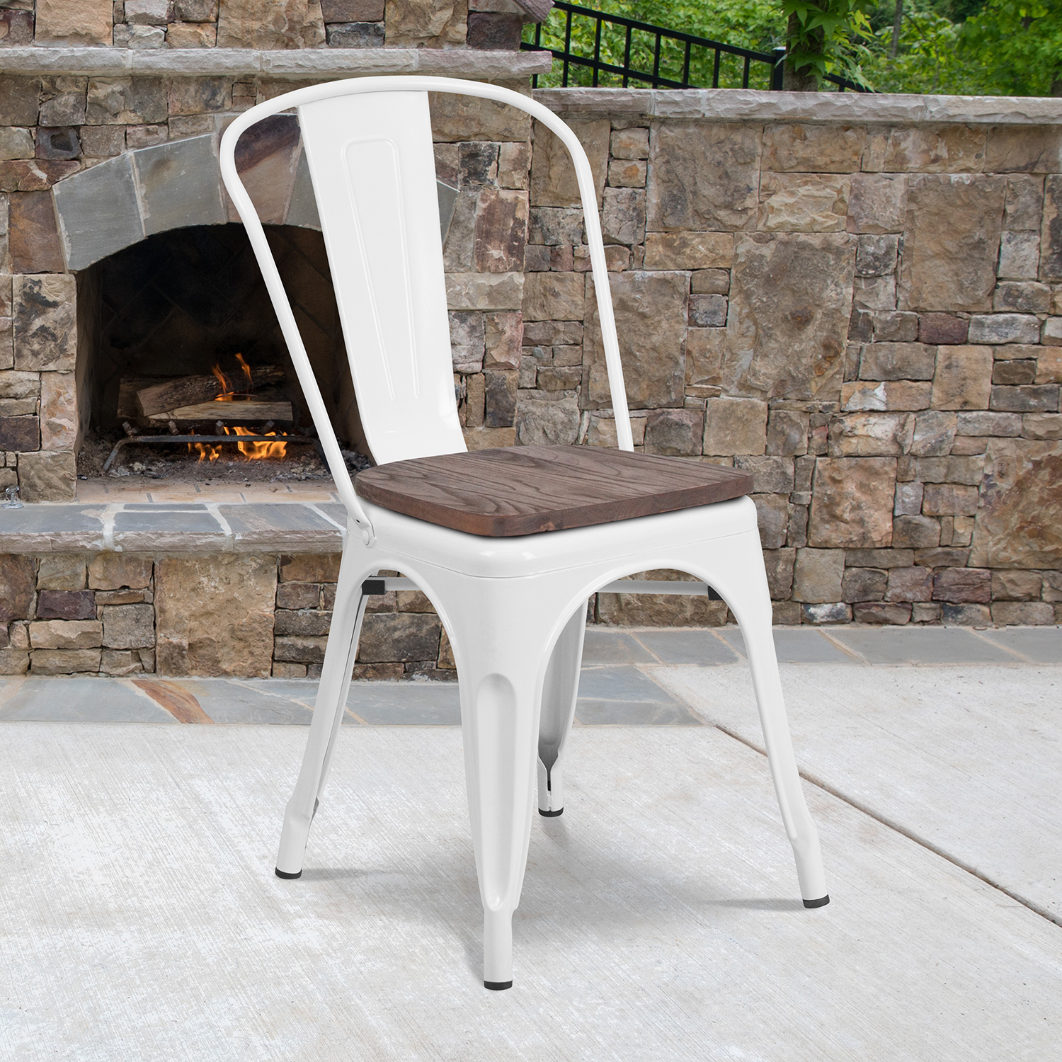 BLNK Perry Metal Stackable Chair with Wood Seat