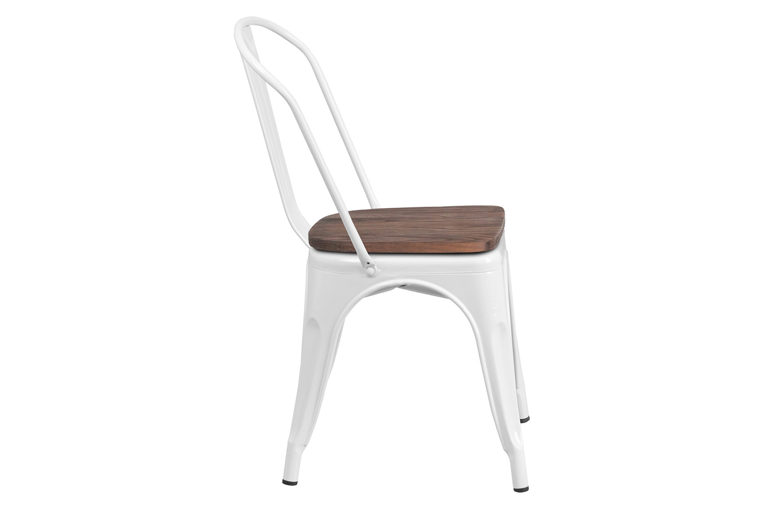 BLNK Perry Metal Stackable Chair with Wood Seat - White