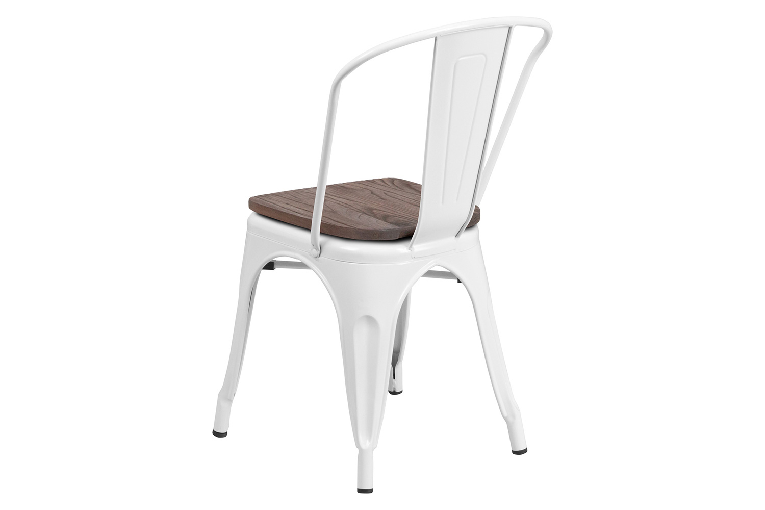 BLNK Perry Metal Stackable Chair with Wood Seat - White