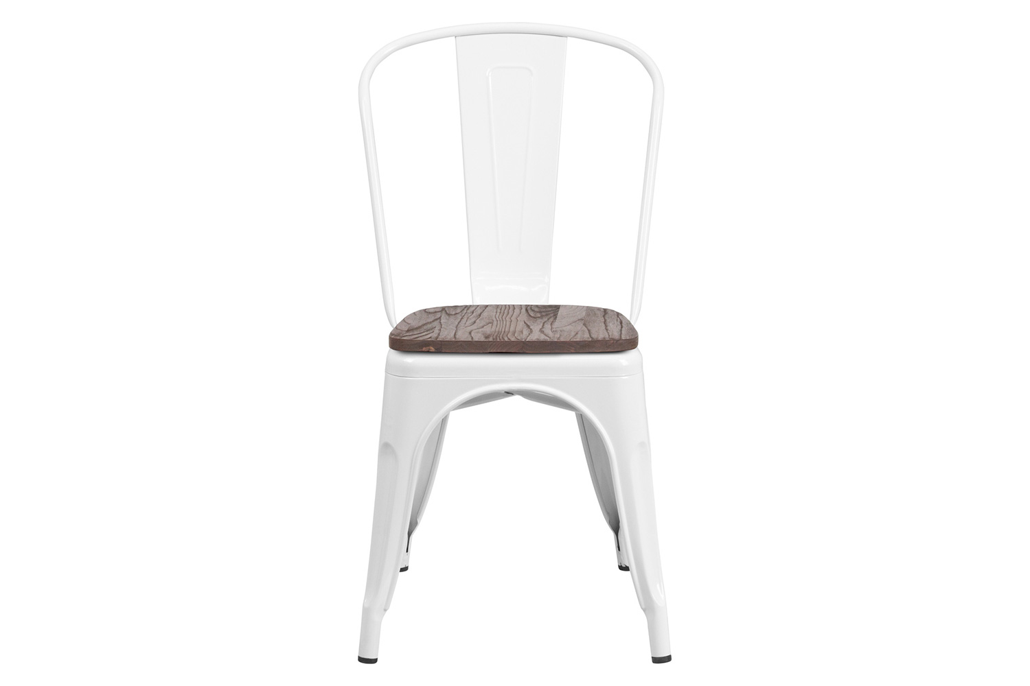 BLNK Perry Metal Stackable Chair with Wood Seat - White