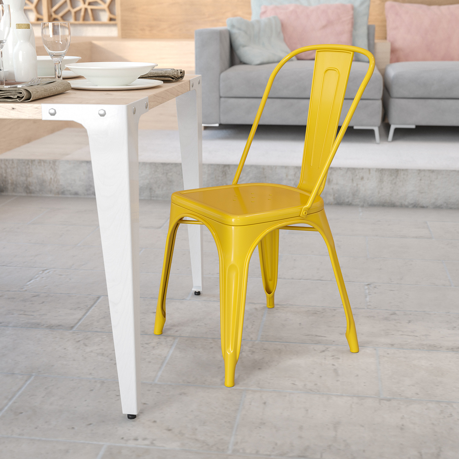 BLNK Perry Commercial Metal Indoor-Outdoor Stackable Chair