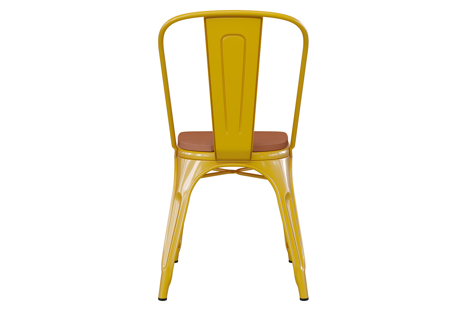 BLNK Perry Commercial Metal Indoor-Outdoor Stackable Chair with Poly Resin Wood Seat - Yellow/Teak