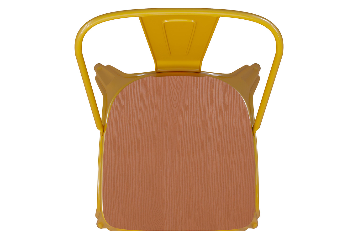 BLNK Perry Commercial Metal Indoor-Outdoor Stackable Chair with Poly Resin Wood Seat - Yellow/Teak