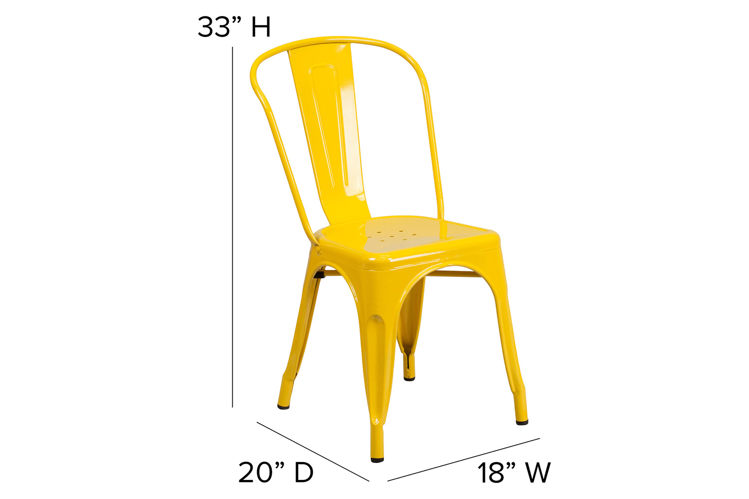 BLNK Perry Commercial Metal Indoor-Outdoor Stackable Chair with Poly Resin Wood Seat - Yellow/Teak