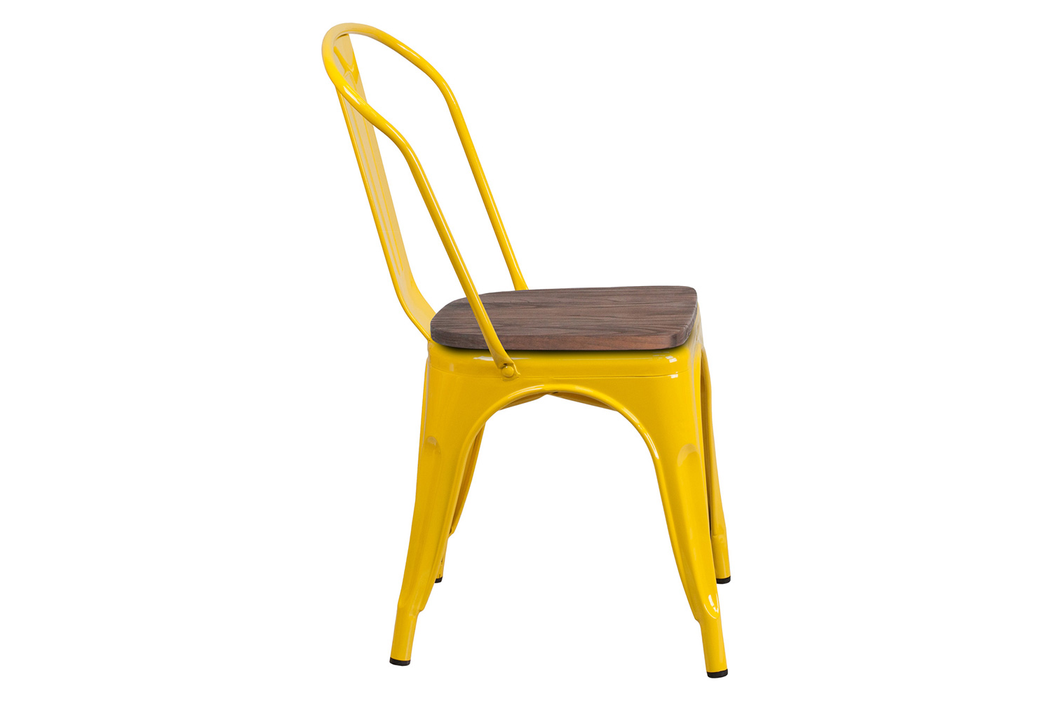 BLNK Perry Metal Stackable Chair with Wood Seat - Yellow