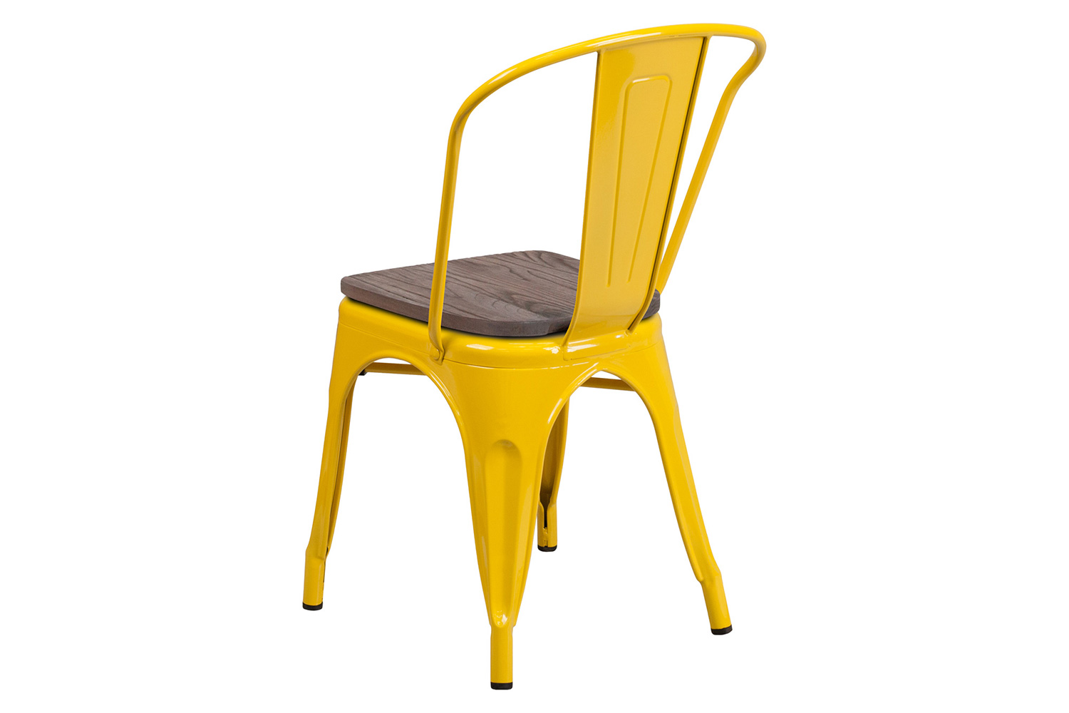 BLNK Perry Metal Stackable Chair with Wood Seat - Yellow