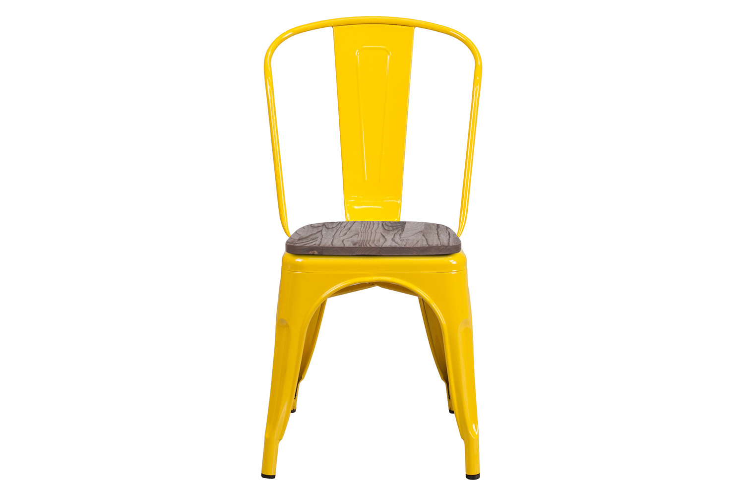 BLNK Perry Metal Stackable Chair with Wood Seat - Yellow