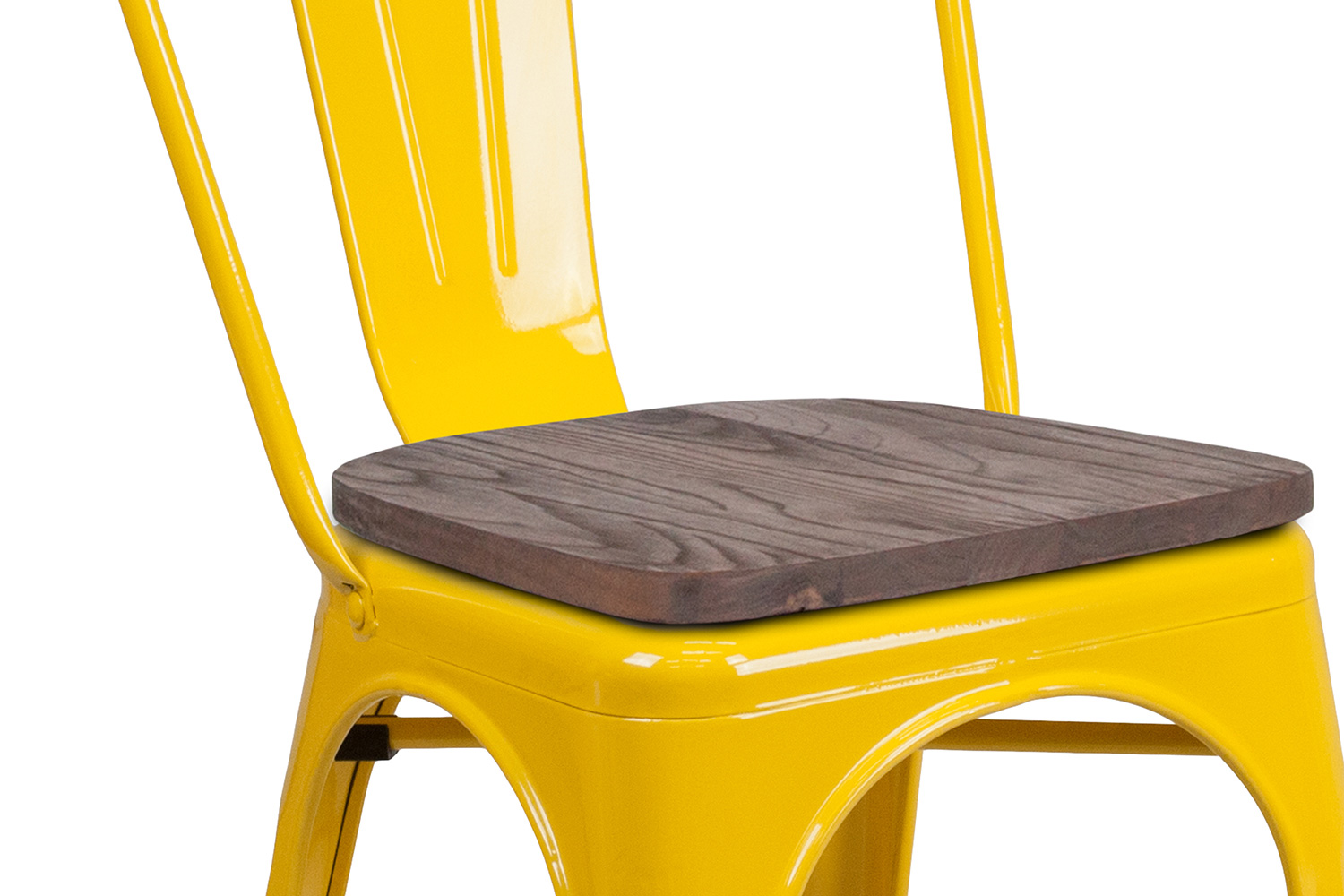 BLNK Perry Metal Stackable Chair with Wood Seat - Yellow