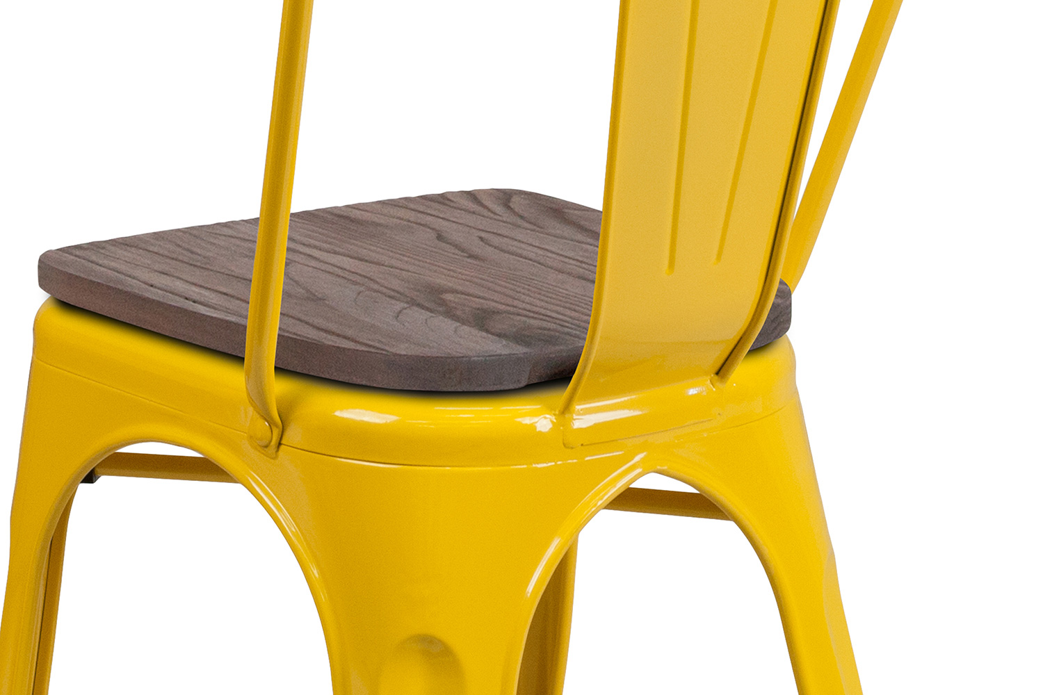 BLNK Perry Metal Stackable Chair with Wood Seat - Yellow