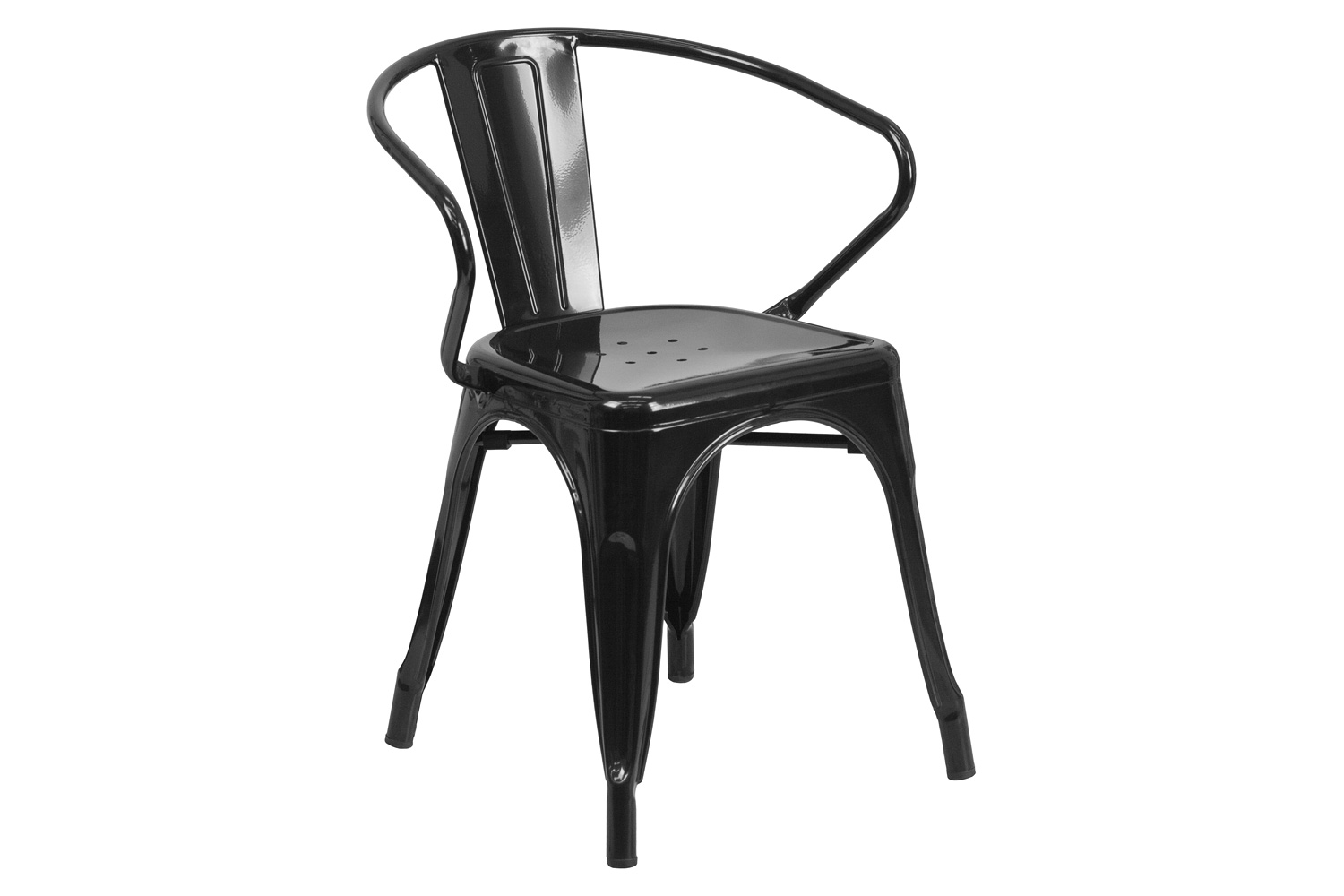 BLNK™ Luna Commercial Metal Indoor-Outdoor Chair with Arms - Black